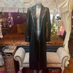 Dolls Kill Leather Black Trench Coat
